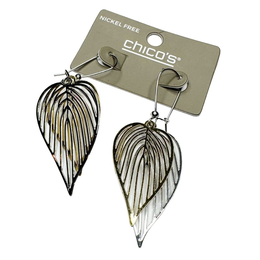 Chico’s Metal Leaf Earrings - NEW